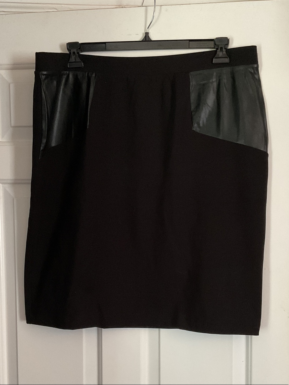 Chico's Black Pencil Skirt with Faux Leather Pocket Accents